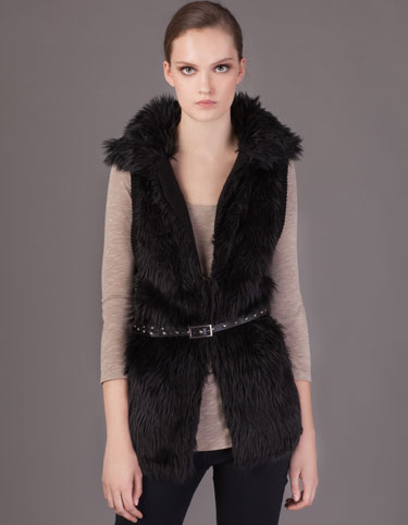 Synthetic long fur waistcoat