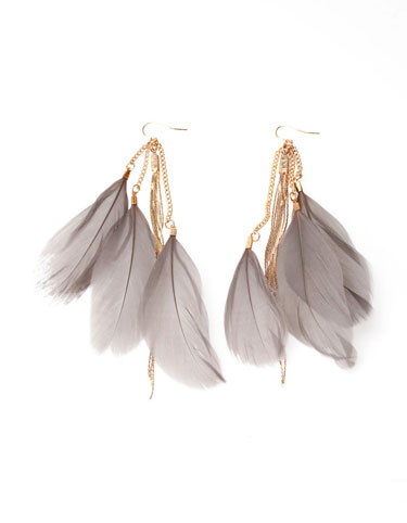 Pendientes con plumas y cadenas