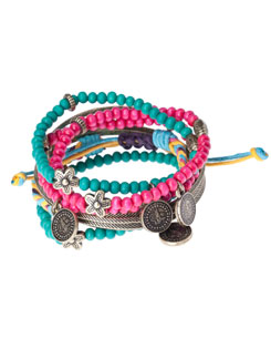 Set of plaited charm bracelets