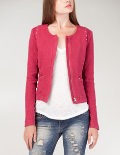 Two-fabric jacket with studs
