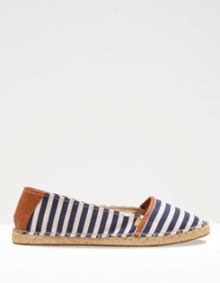 Flat striped jute shoes