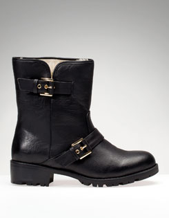 Stivaletto basso fibbie con pelliccia