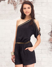 Jumpsuit with asymmetrical sleeves