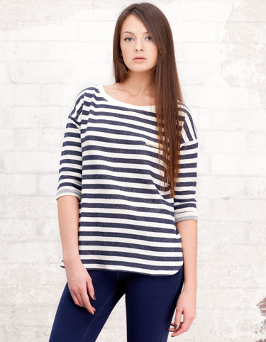 Basic plush top with three-quarter sleeves