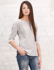 Sudadera felpa con manga tres cuartos