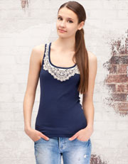 Racer back top with crochet detail