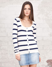 Knitted cardigan with stripes