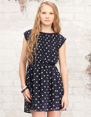 Pleated dress with polka dot print
