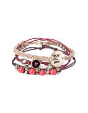 Set of three plaited bracelets with trim