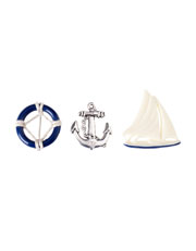 Set of three nautical look brooches