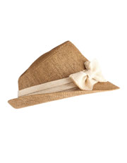 Raffia hat with woven bow