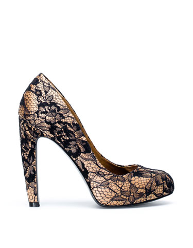 Lace platform court shoes