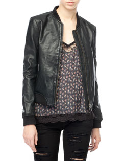 Leather bomber jacket
