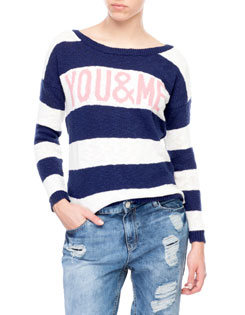 Jersey punto rayas y corazón