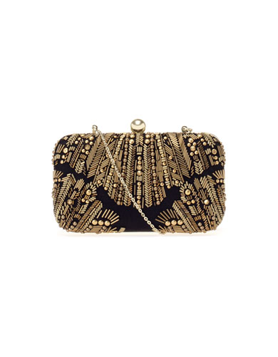 Bolso clutch pedrería plata