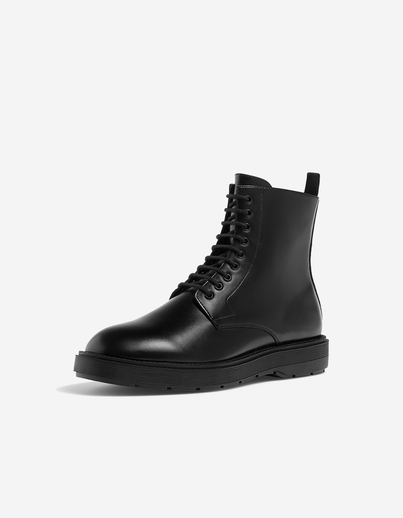 black ankle boots with track soles