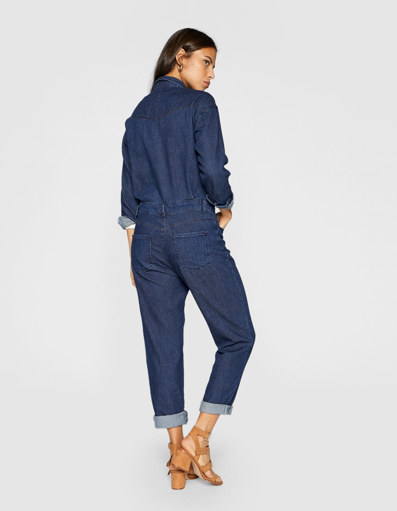 stradivarius denim jumpsuit