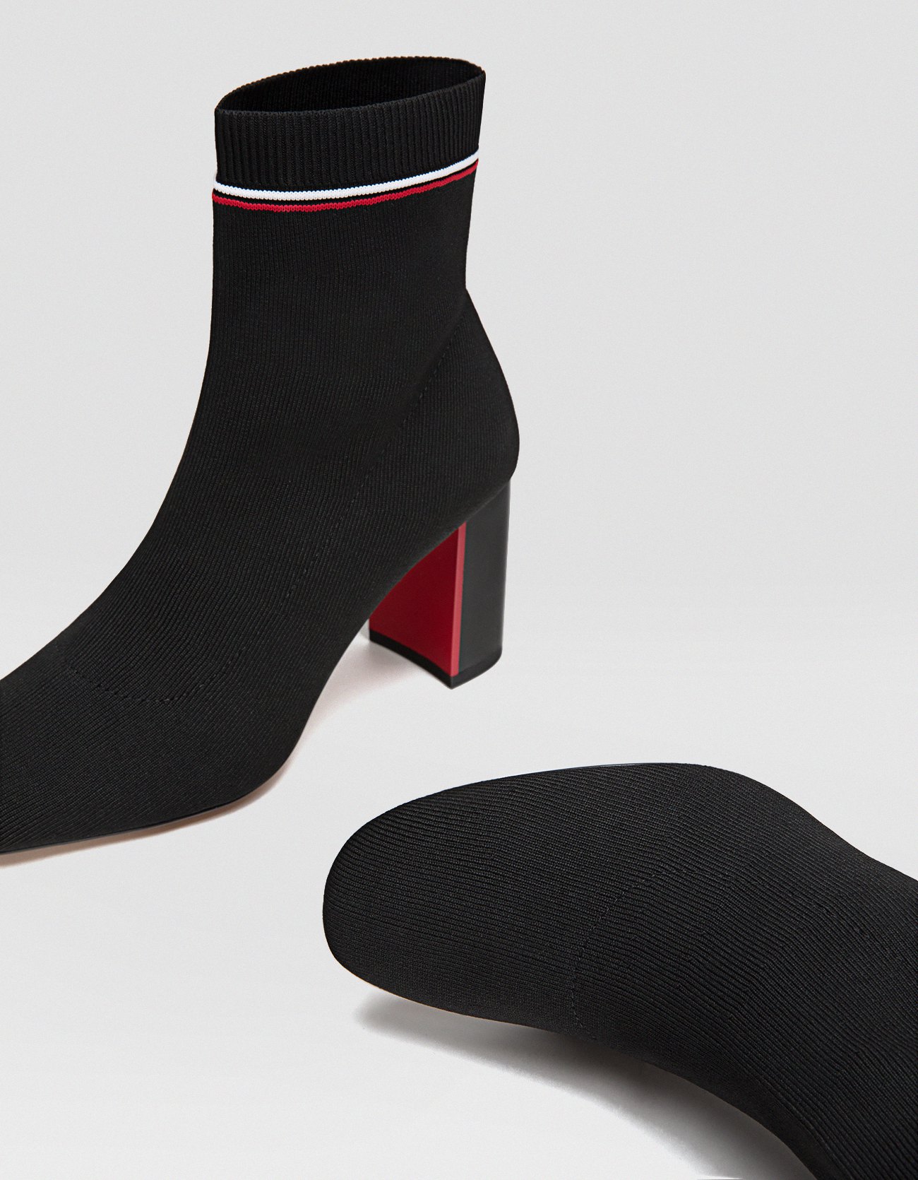 stradivarius mid heel boots in black