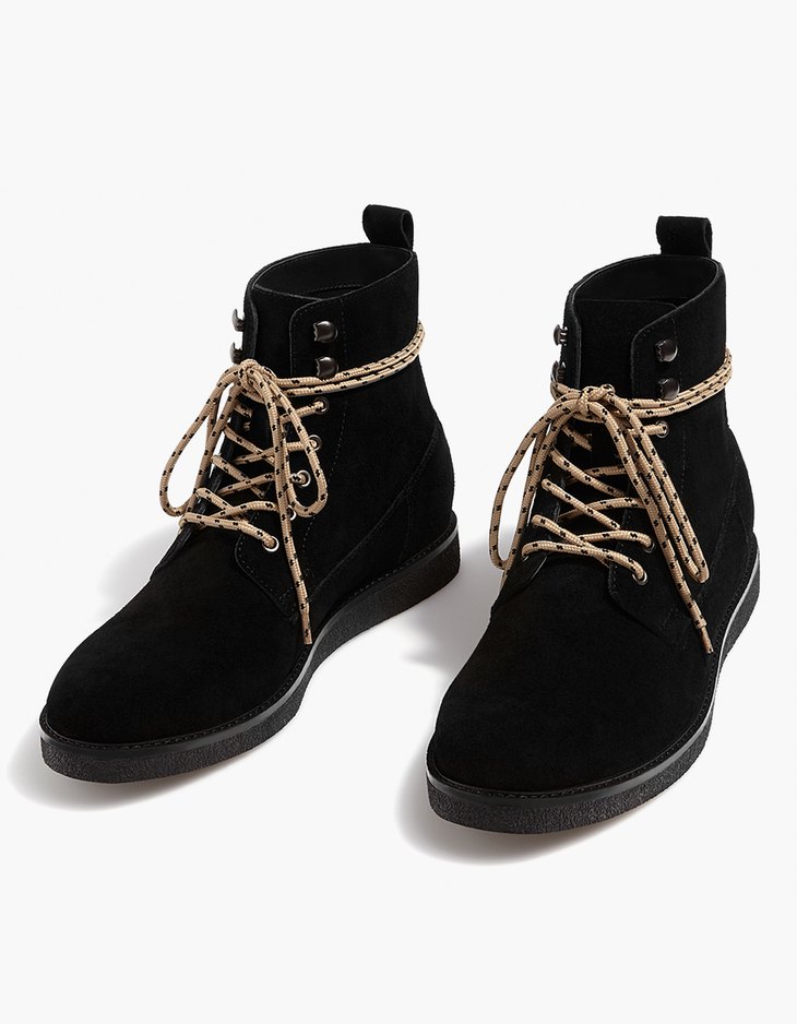 stradivarius mid heel boots in black
