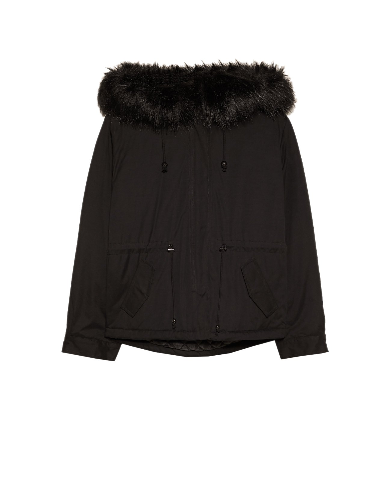 stradivarius parka jacket with fur hood