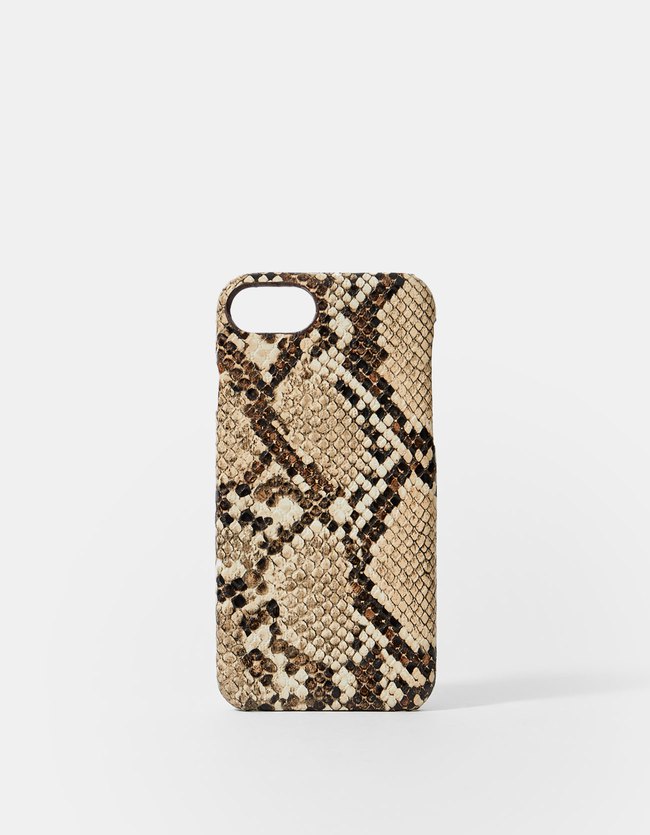 Stradivarius Чехол для iPhone 6/7/8 c эффектом змеиной кожи ЖЕНСКАЯ КОЛЛЕКЦИЯ Цвет камня 103