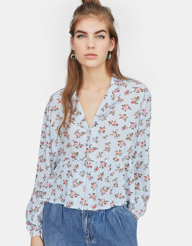 Рубашка из крепа с цветочным принтом