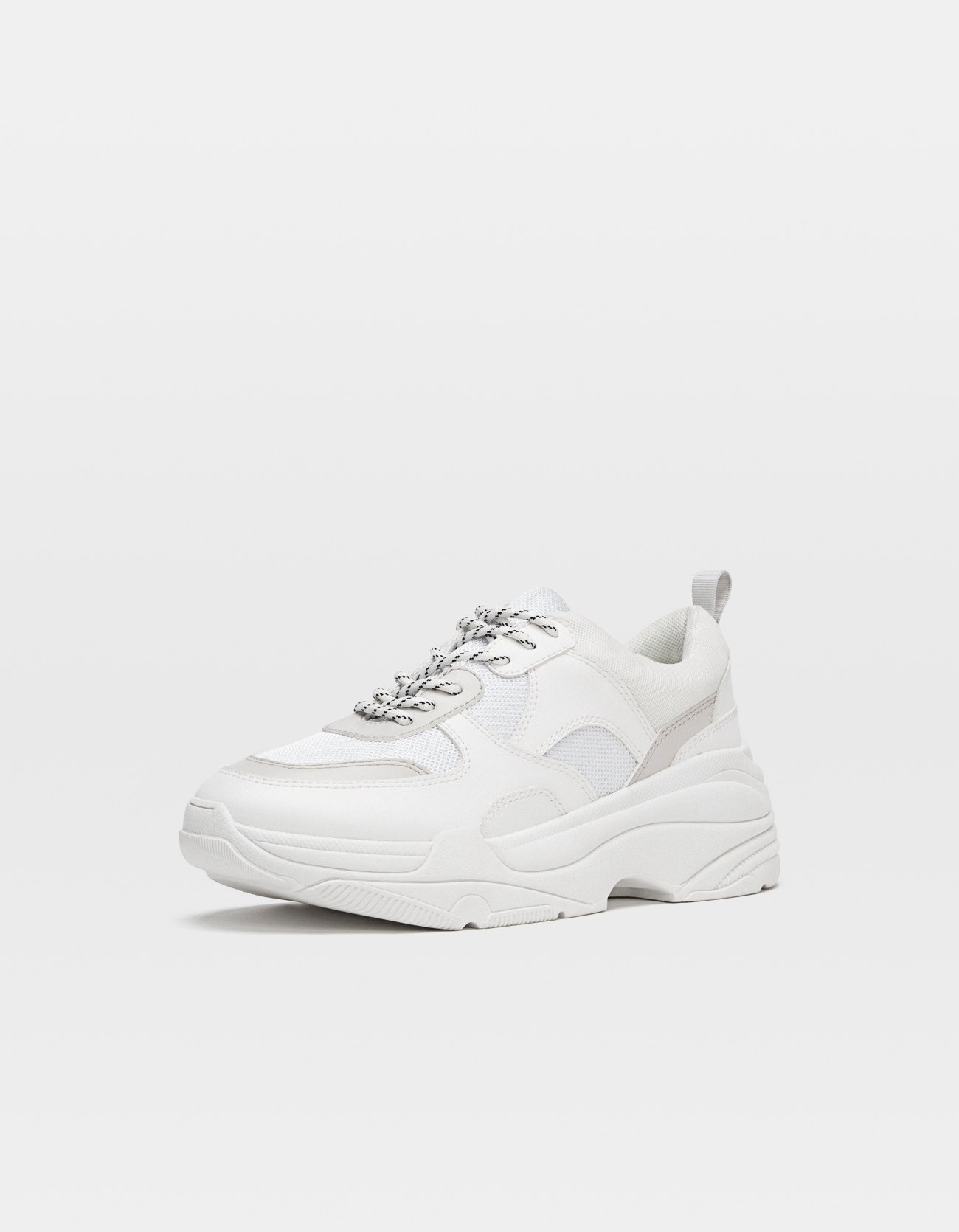 white chunky sole trainers