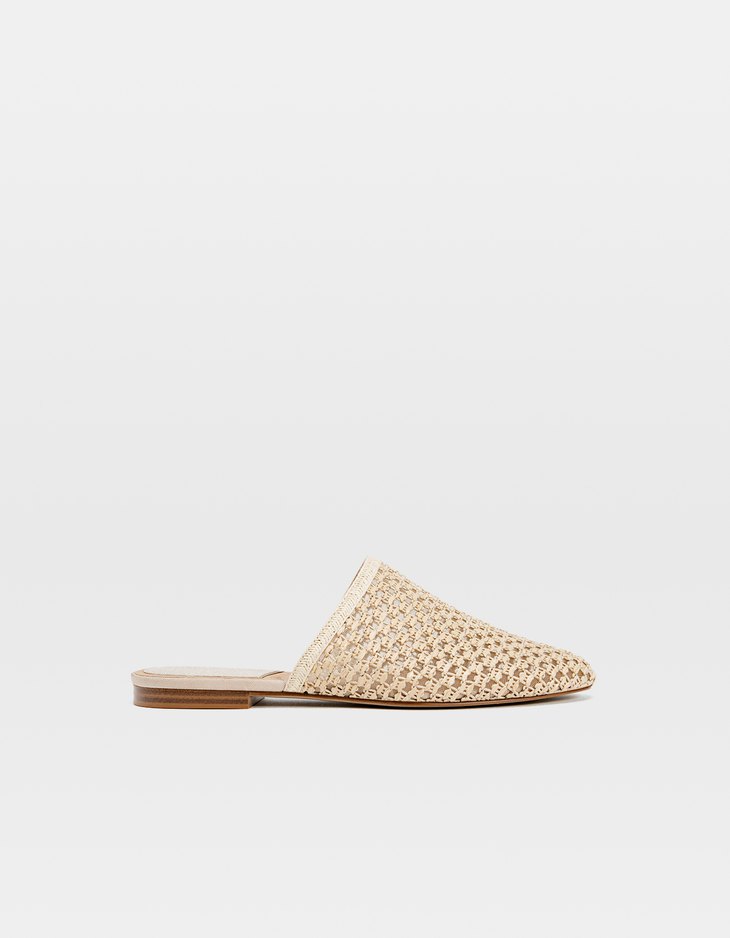 tan plaited mules
