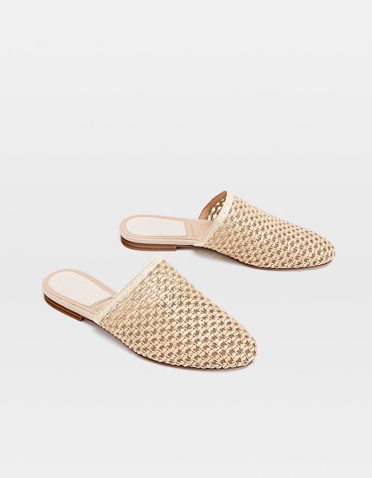 tan plaited mules
