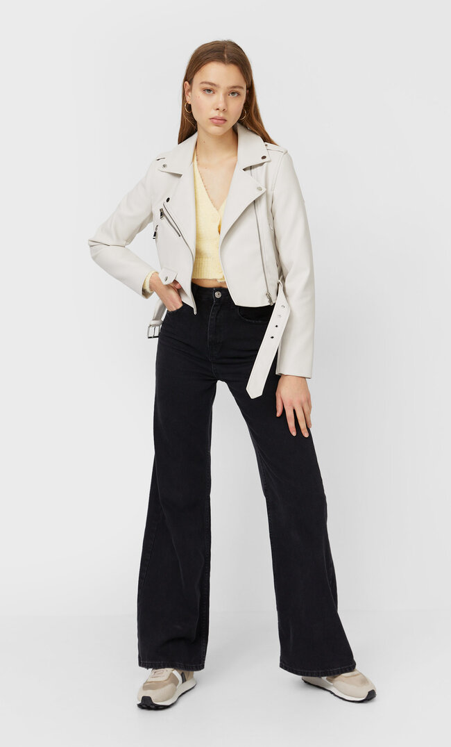 Базовая куртка из искусственной кожи с ремнем