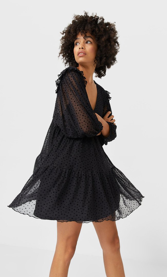 black tulle robe