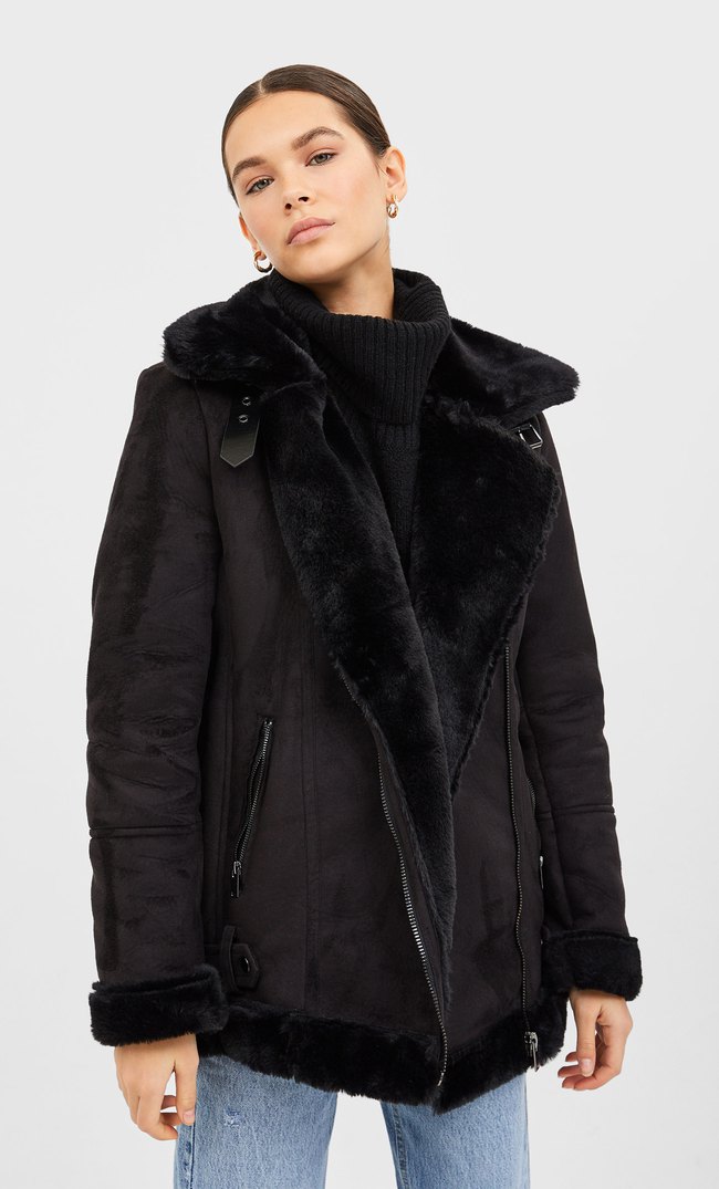 Укороченная дубленка из искусственного меха