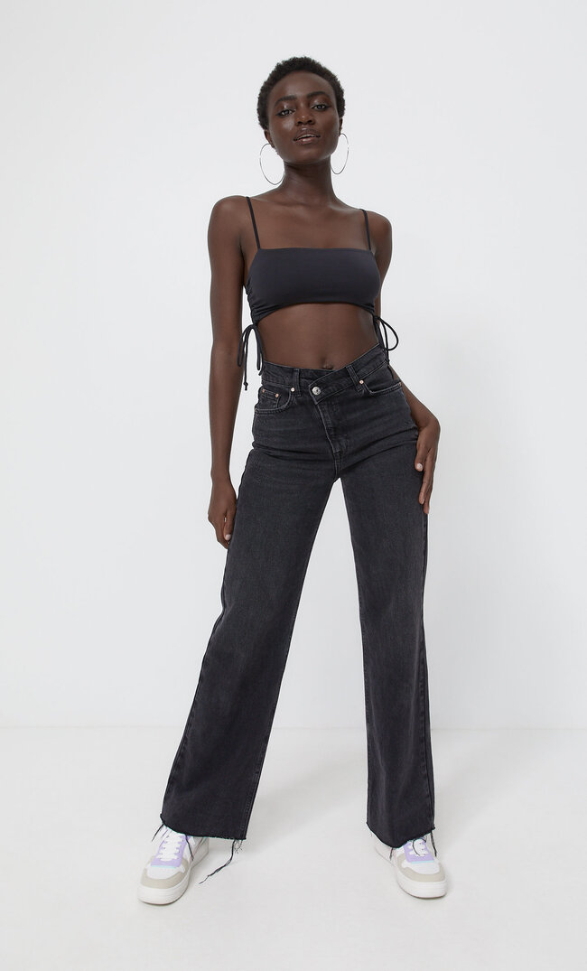 Stradivarius Bralette Mit Seitlicher Raffung Schwarz S