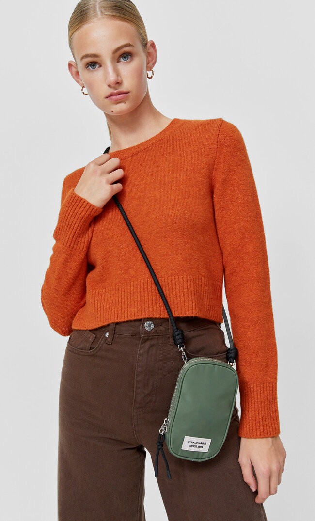 Stradivarius Smartphone-Umhängetasche Khaki 103