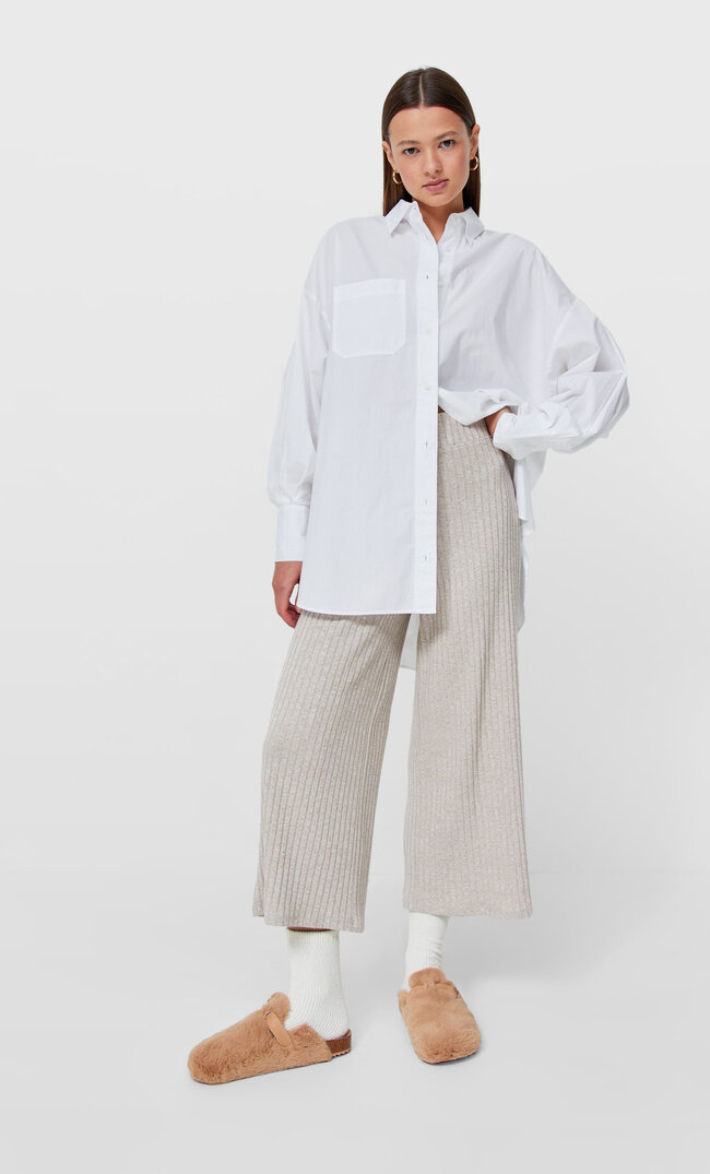 Stradivarius Basic-Culotte Aus Strickgewebe Steingrau Xs