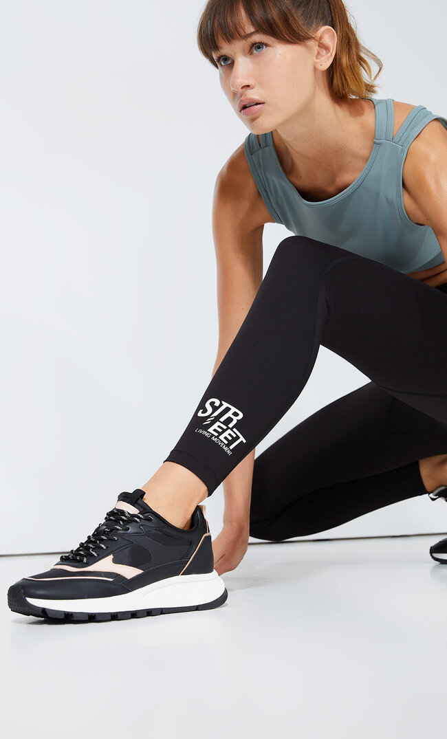 Stradivarius Modelujące Legginsy Sportowe Czarny S