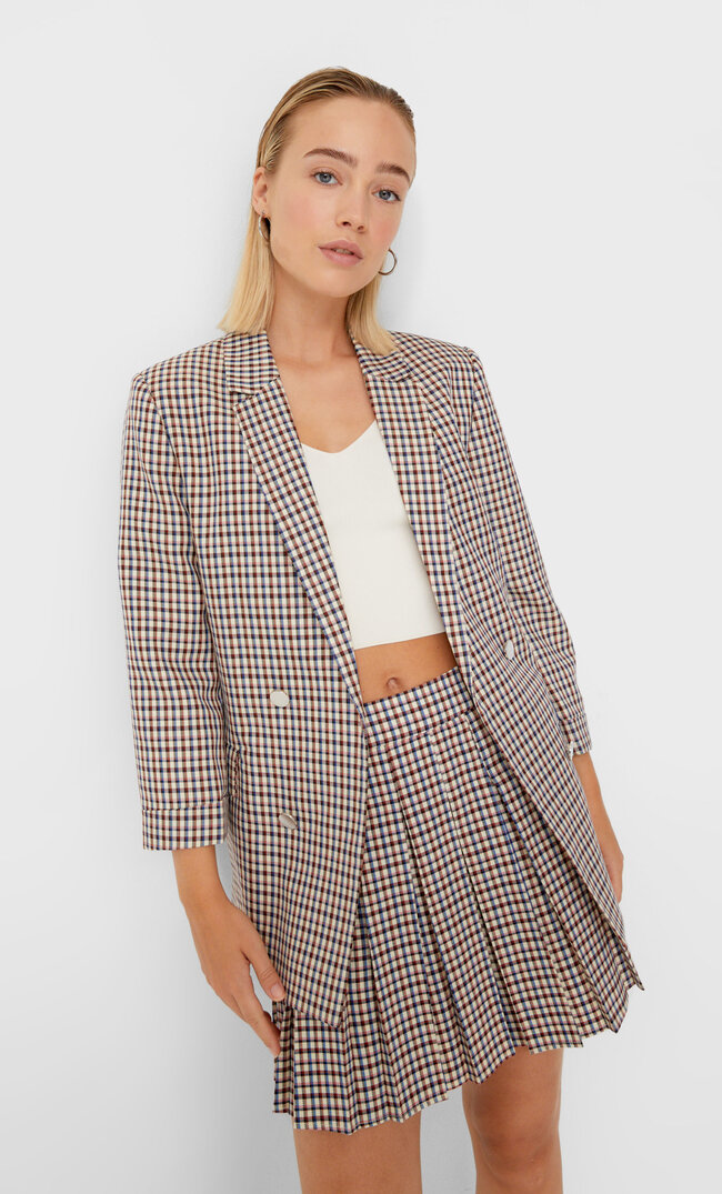 Stradivarius Zweireihiger, Offener Blazer Braun Xs