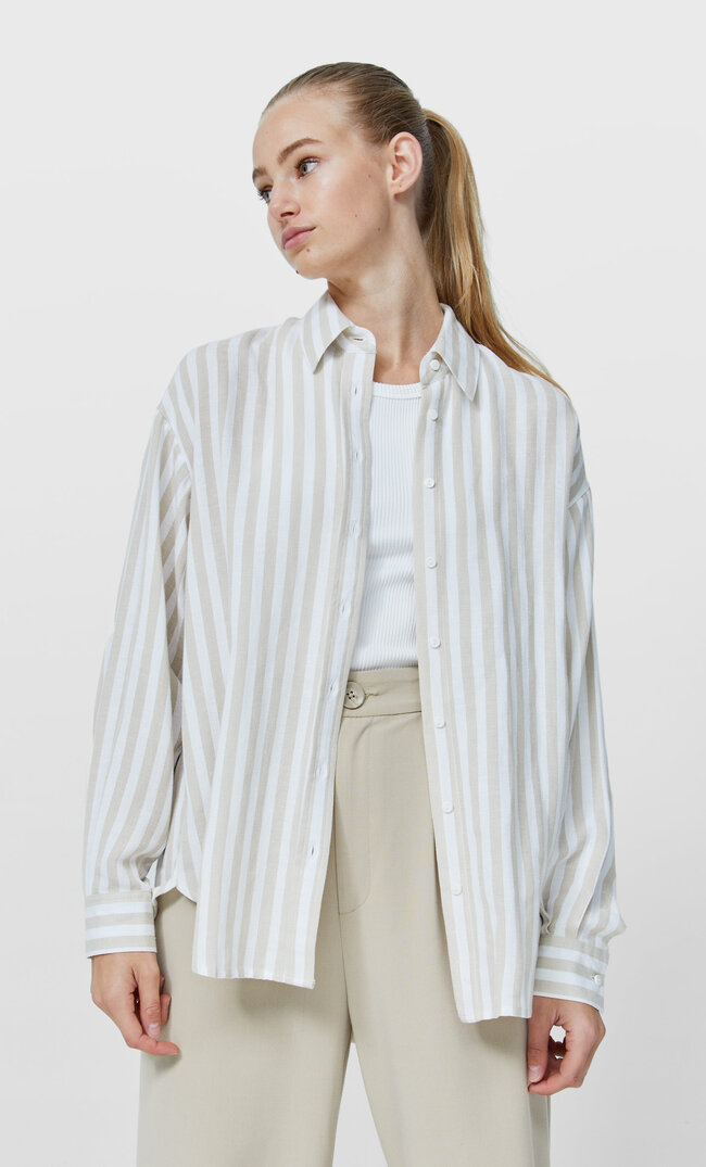 Stradivarius Rustikales Hemd Daily Vanille Xl