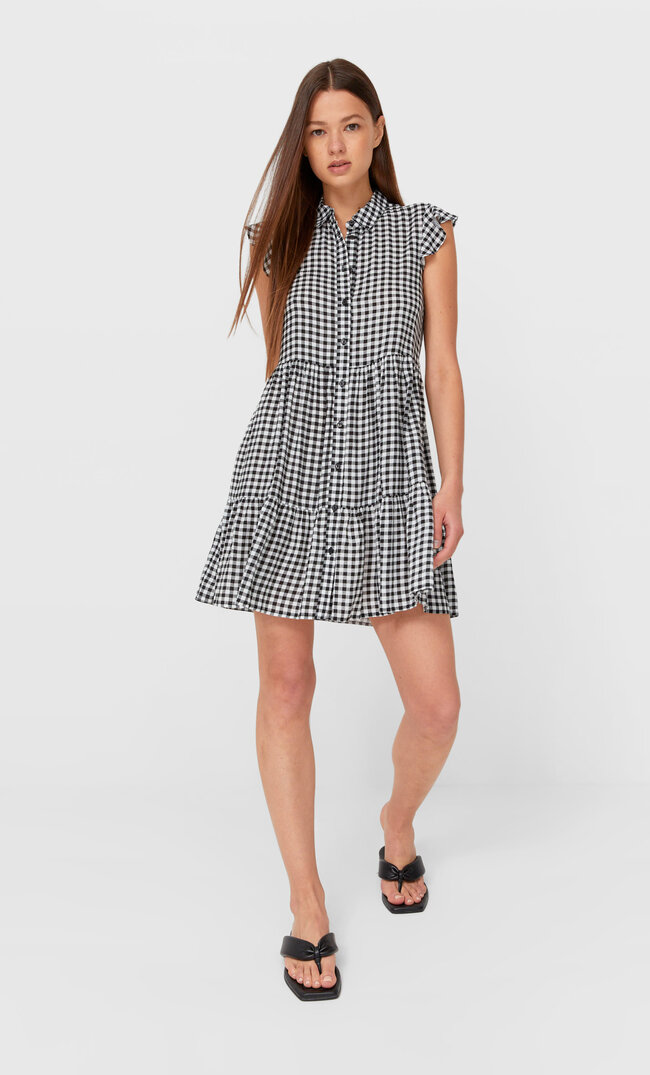 Stradivarius Ärmelloses Hemdkleid Ecru M