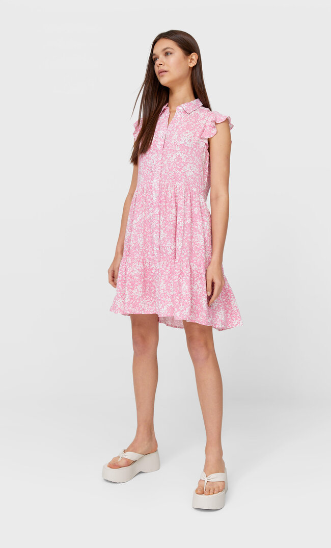 Stradivarius Ärmelloses Hemdkleid Pastellrosa L