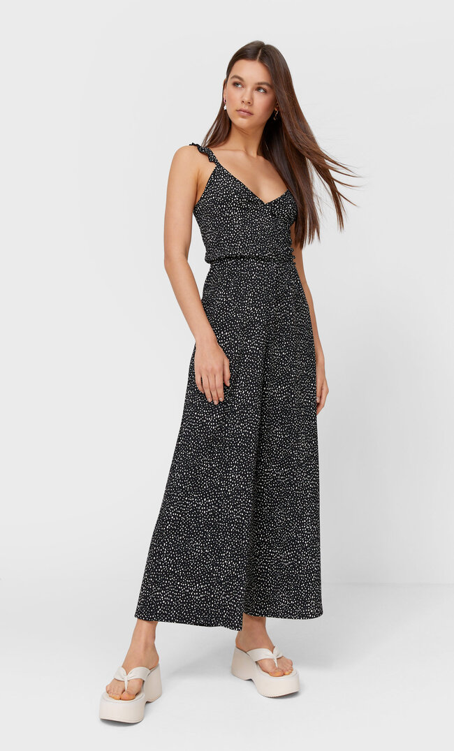 stradivarius black jumpsuit