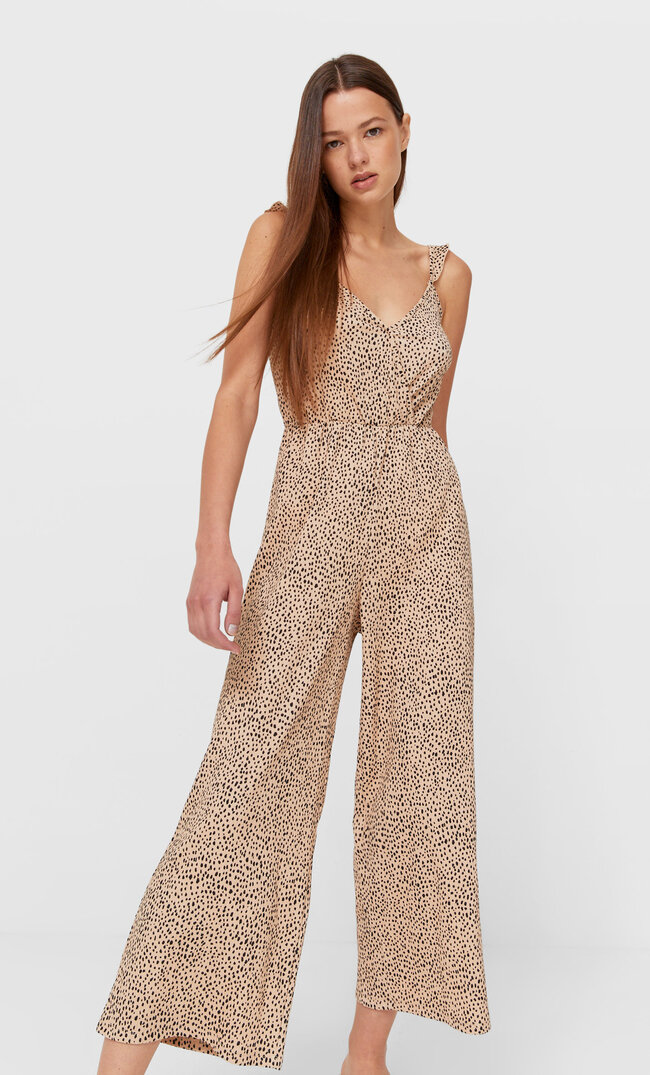 Stradivarius Jumpsuit Mit Trägern Konfetti Beige Xs