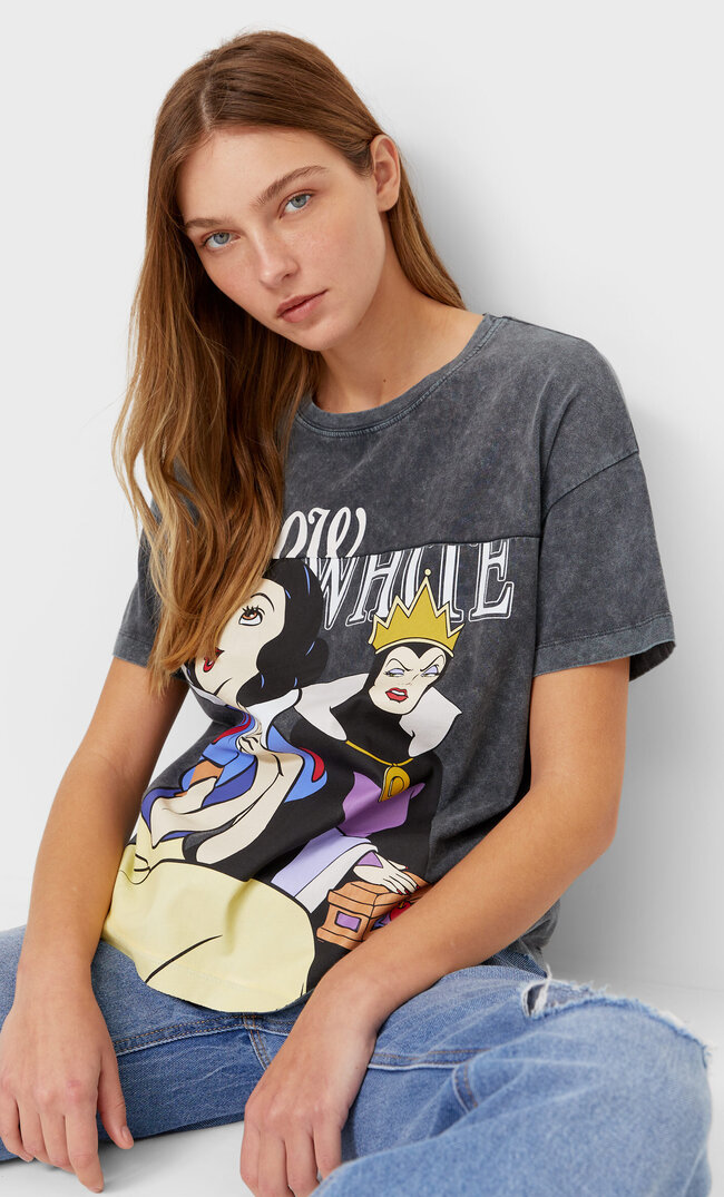 Stradivarius Shirt Schneewittchen Graumeliert M
