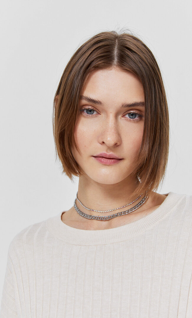 Stradivarius Set Mit Choker Und Ketten Grau 103