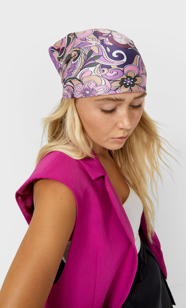 Stradivarius 2-pack of retro floral print bandanas purple 103