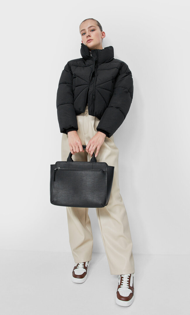 Stradivarius Torebka Tote Z Suwakiem Czarny 103