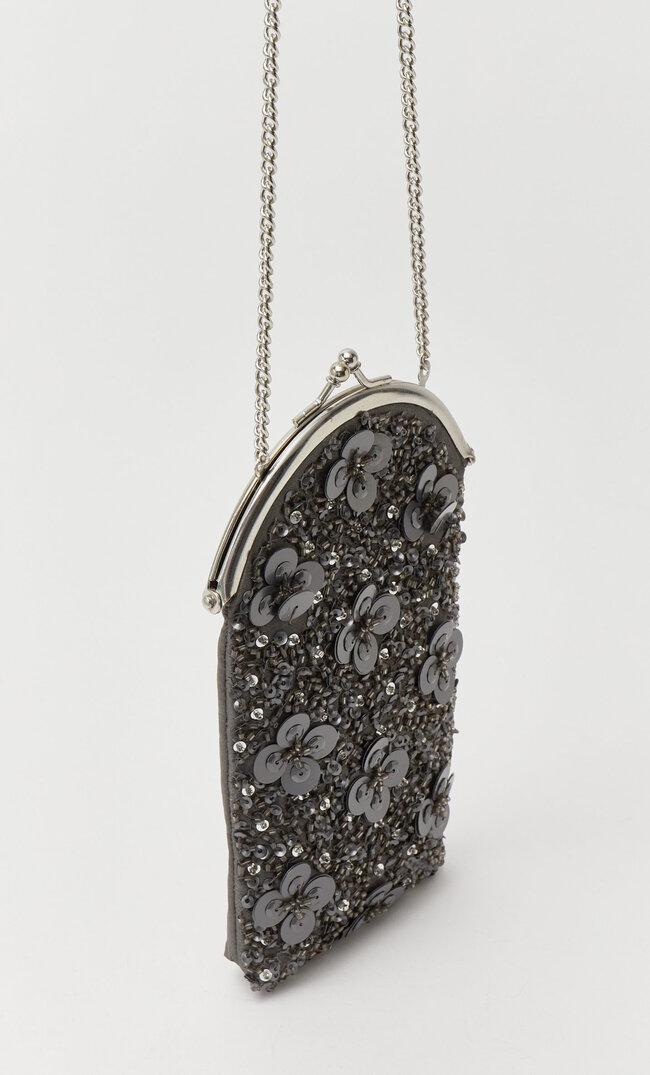 Stradivarius Crossbody Smartphone Bag With Sequins Grey 103