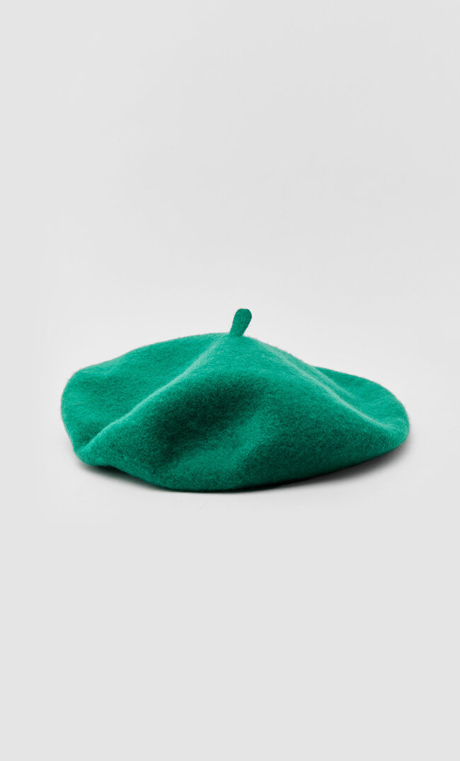 Stradivarius Beret Basic Zielony 103