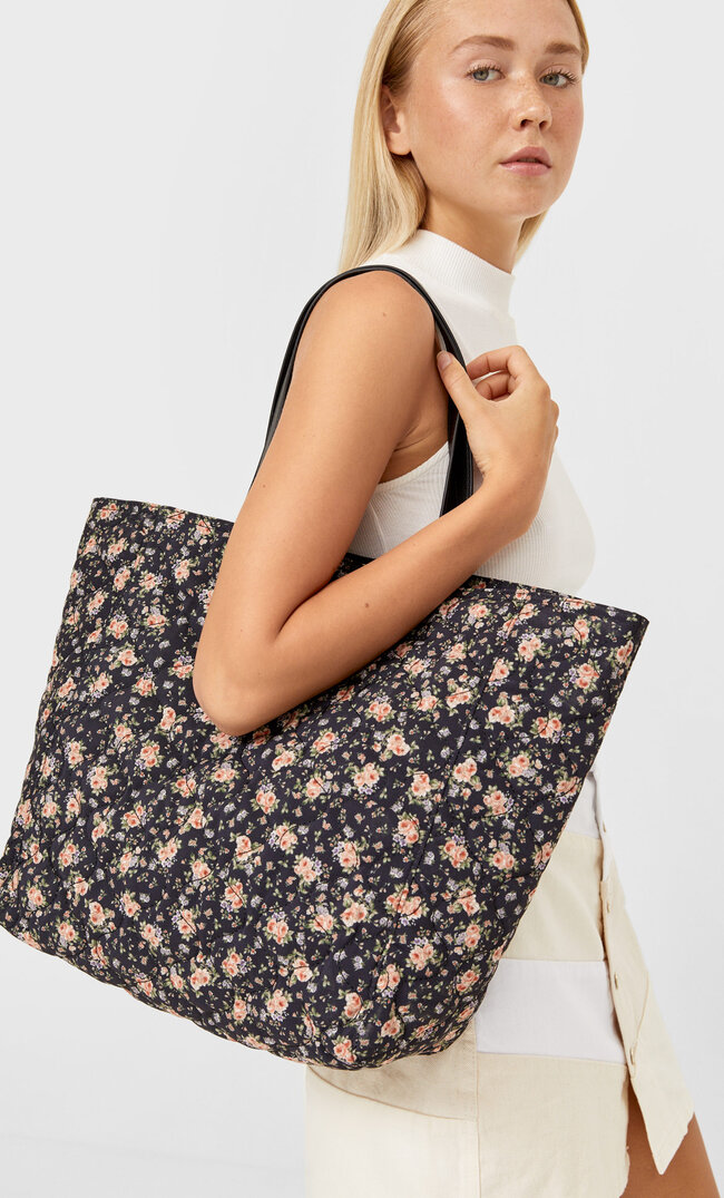 Stradivarius Printed Tote Bag Black 103