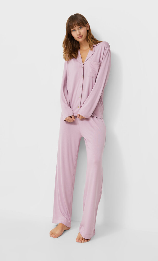 Stradivarius Knit Pyjama Trousers Lilac L